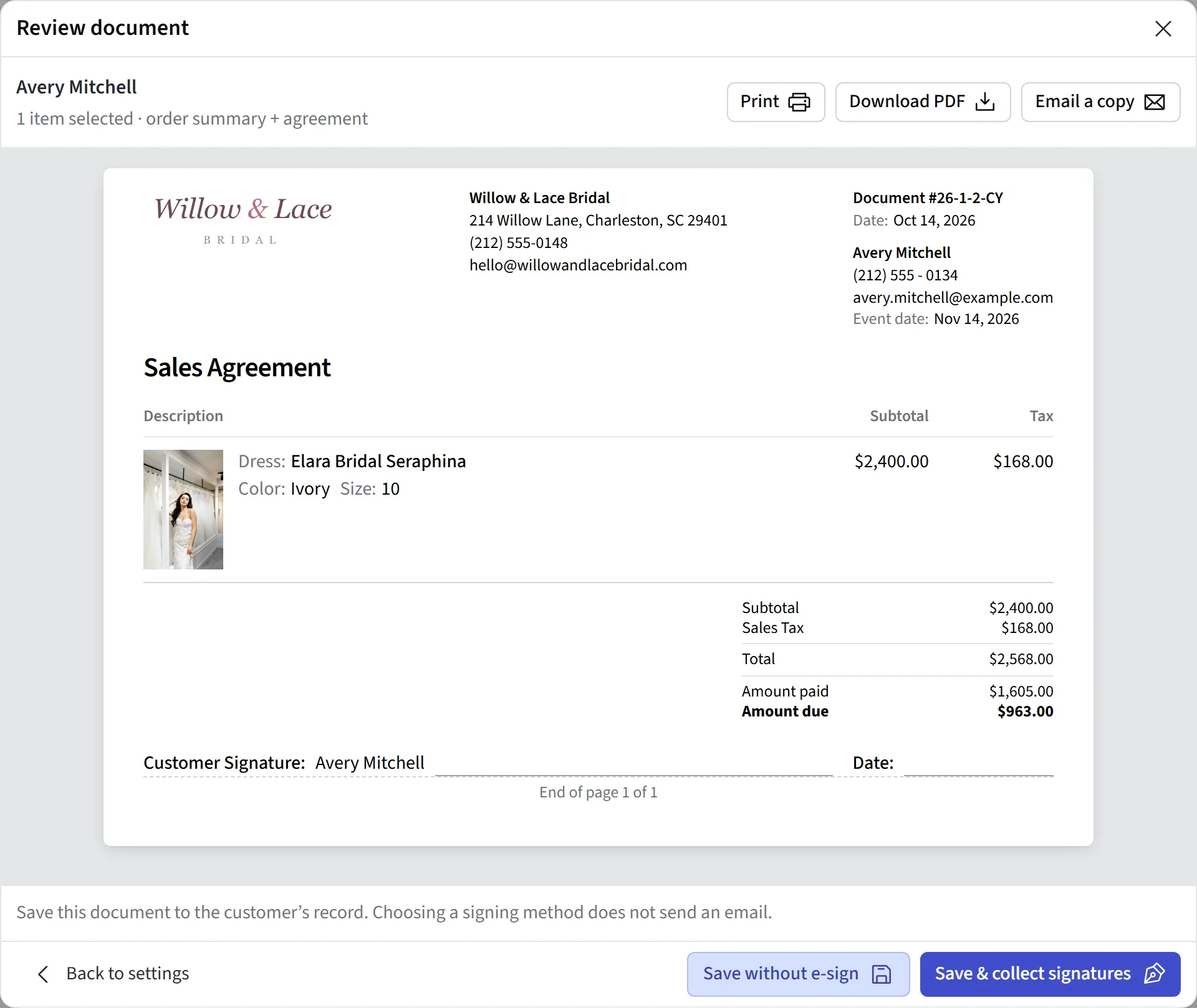Screenshot for article CloudBridal v25.12.1: Staff Signatures, Audit Logs, and Flexible Scheduling
