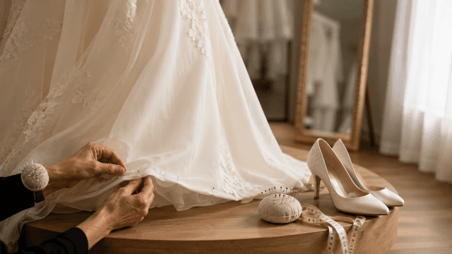 Header image for article Wedding Dress Alterations Timeline: When to Start and What Happens at Each Fitting